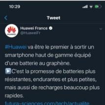 前沿科技资讯：华为法国发布推文称P40将使用石墨烯电池