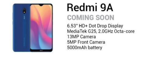 前沿科技资讯：小米Redmi 9A已正式确认规格