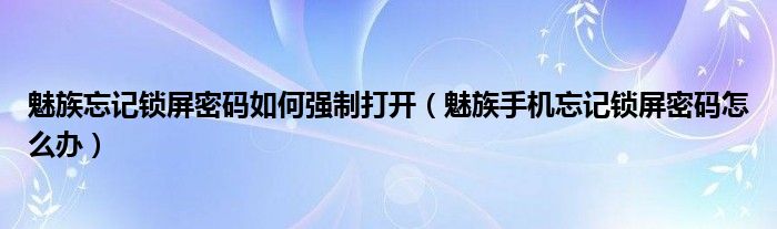 魅族如何忘记锁屏密码强行打开(魅族手机忘记锁屏密码怎么办)