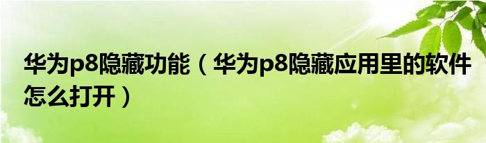 华为p8隐藏功能(如何在华为p8隐藏应用中打开软件)