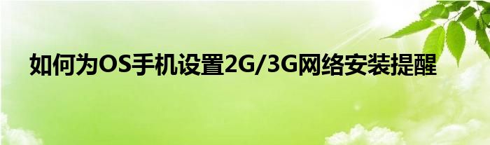 如何为OS手机设置2G/3G网络安装提醒