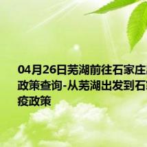 04月26日芜湖前往石家庄出行防疫政策查询-从芜湖出发到石家庄的防疫政策