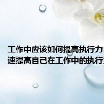 工作中应该如何提高执行力 如何快速提高自己在工作中的执行力
