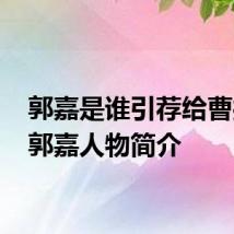 郭嘉是谁引荐给曹操的 郭嘉人物简介