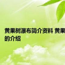 黄果树瀑布简介资料 黄果树瀑布的介绍