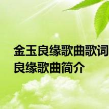 金玉良缘歌曲歌词 金玉良缘歌曲简介