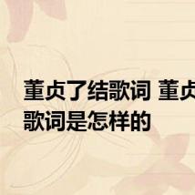 董贞了结歌词 董贞了结歌词是怎样的