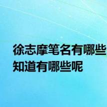 徐志摩笔名有哪些 大家知道有哪些呢