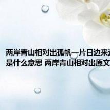 两岸青山相对出孤帆一片日边来这句诗句是什么意思 两岸青山相对出原文及翻译