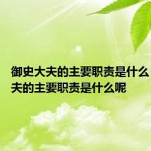 御史大夫的主要职责是什么 御史大夫的主要职责是什么呢