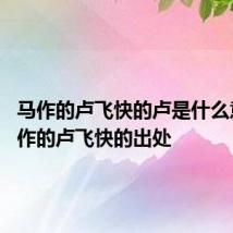 马作的卢飞快的卢是什么意思 马作的卢飞快的出处