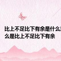 比上不足比下有余是什么意思 什么是比上不足比下有余