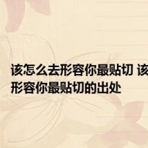该怎么去形容你最贴切 该怎么去形容你最贴切的出处