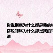 你说到底为什么都是我的错什么歌 你说到底为什么都是我的错完整歌词