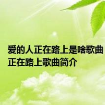 爱的人正在路上是啥歌曲 爱的人正在路上歌曲简介