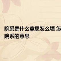 院系是什么意思怎么填 怎么理解院系的意思