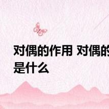 对偶的作用 对偶的作用是什么