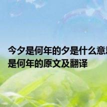今夕是何年的夕是什么意思 今夕是何年的原文及翻译