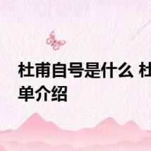杜甫自号是什么 杜甫简单介绍