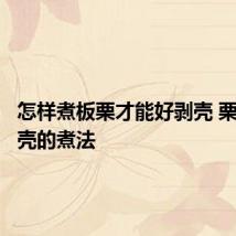 怎样煮板栗才能好剥壳 栗子易剥壳的煮法