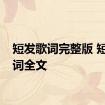 短发歌词完整版 短发歌词全文