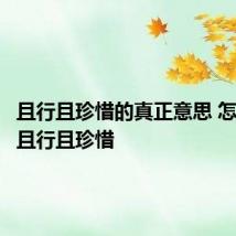 且行且珍惜的真正意思 怎么理解且行且珍惜