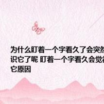 为什么盯着一个字看久了会突然觉得不认识它了呢 盯着一个字看久会觉得不认识它原因