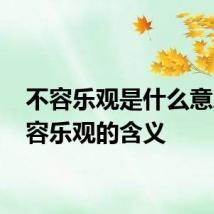 不容乐观是什么意思 不容乐观的含义