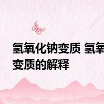 氢氧化钠变质 氢氧化钠变质的解释