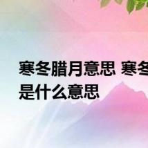 寒冬腊月意思 寒冬腊月是什么意思