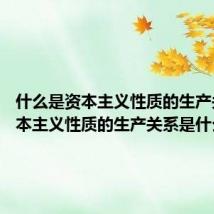 什么是资本主义性质的生产关系 资本主义性质的生产关系是什么