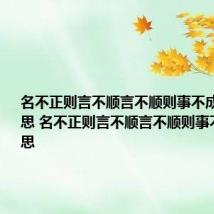名不正则言不顺言不顺则事不成是什么意思 名不正则言不顺言不顺则事不成的意思
