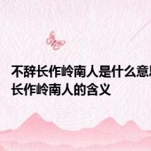 不辞长作岭南人是什么意思 不辞长作岭南人的含义