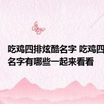 吃鸡四排炫酷名字 吃鸡四排炫酷名字有哪些一起来看看
