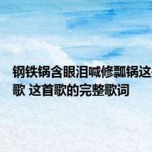 钢铁锅含眼泪喊修瓢锅这是什么歌 这首歌的完整歌词