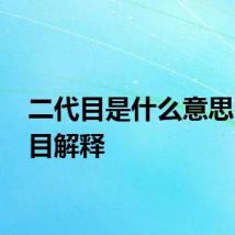 二代目是什么意思 二代目解释