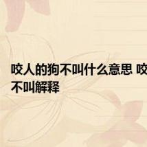 咬人的狗不叫什么意思 咬人的狗不叫解释