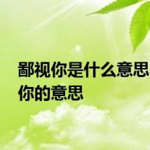 鄙视你是什么意思 鄙视你的意思