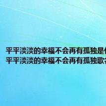 平平淡淡的幸福不会再有孤独是什么歌 平平淡淡的幸福不会再有孤独歌名是什么