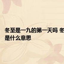 冬至是一九的第一天吗 冬至数九是什么意思