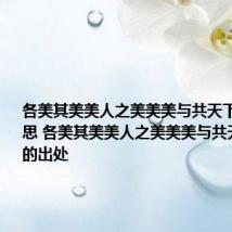 各美其美美人之美美美与共天下大同的意思 各美其美美人之美美美与共天下大同的出处