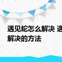 遇见蛇怎么解决 遇见蛇解决的方法