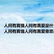 人间有真情人间有真爱是什么意思 人间有真情人间有真爱意思是什么