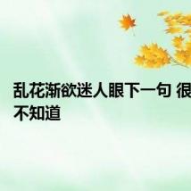 乱花渐欲迷人眼下一句 很多人都不知道