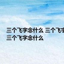 三个飞字念什么 三个飞字念啥 三个飞字念什么