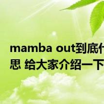 mamba out到底什么意思 给大家介绍一下