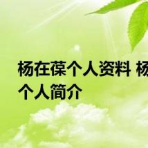 杨在葆个人资料 杨在葆个人简介