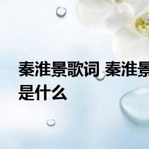秦淮景歌词 秦淮景歌词是什么