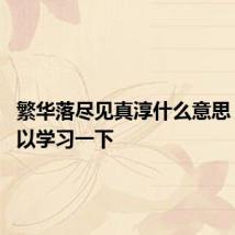 繁华落尽见真淳什么意思 大家可以学习一下