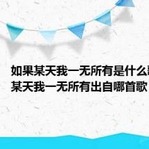 如果某天我一无所有是什么歌 如果某天我一无所有出自哪首歌